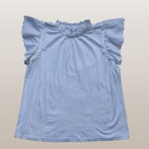 NEW Crown & Ivy White Romantic Eyelet Ruffle Blouse Large Cottagecore Coquette